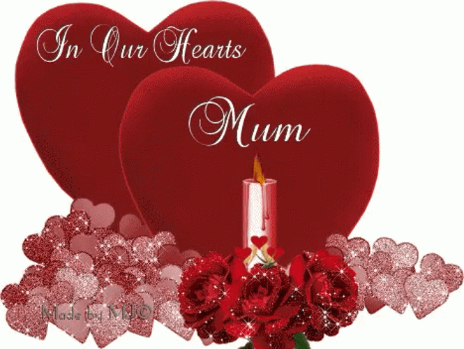 Rest In Peace In Our Hearts Mum Glitters Hearts GIF