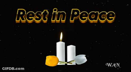 Rest In Peace Sign With Two Candles And Flower GIF
