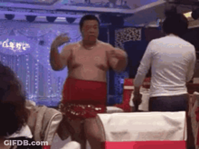Restaurant Fat Guy Belly Dance GIF