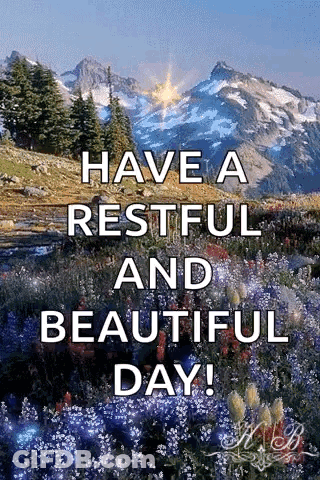 Restful Day Mountains And Flowers GIF