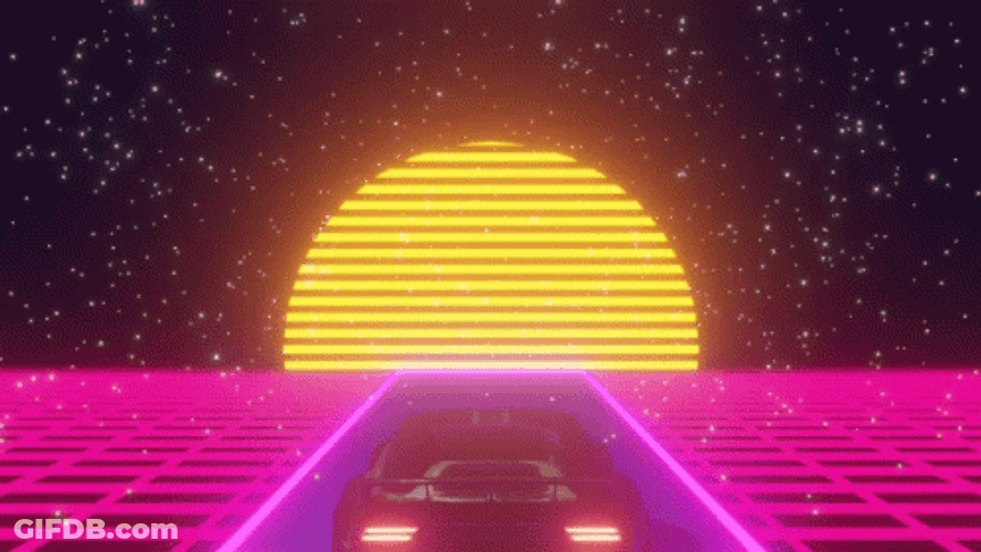 Retro Synthwave Cityscape Neon Sun GIF