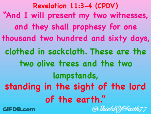 Revelation 11:3-4 CPDV On Blue And Pink Background GIF