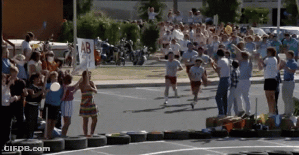 Revenge Of The Nerds Run Together GIF