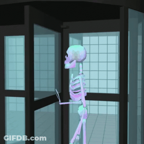 Revolving Door Animated Walking Skeleton GIF