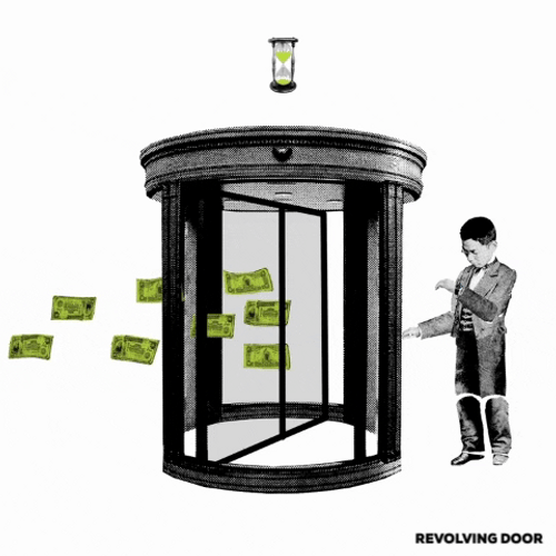 Revolving Door Money In Out Animation GIF
