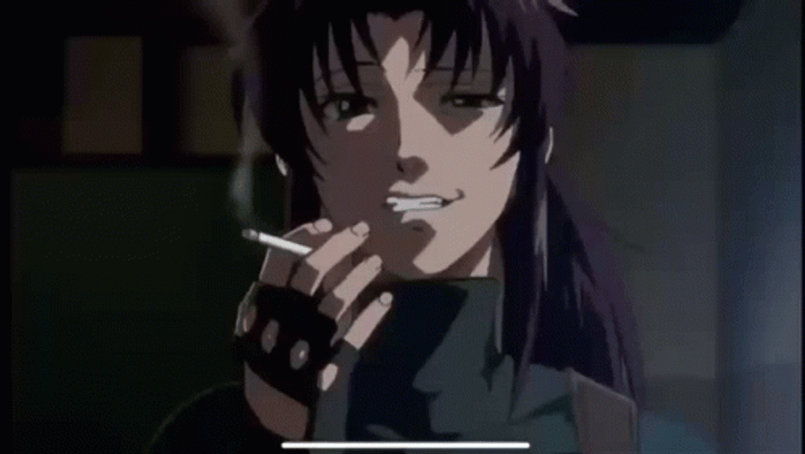Revy Anime Smirk Smoking Cigarette GIF