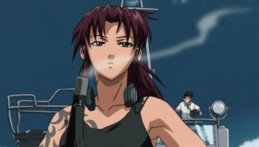 Revy Black Lagoon Blowing Gun Smoke GIF