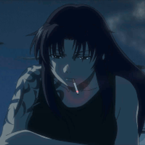 Revy Cool Smoking Wind Black Lagoon GIF