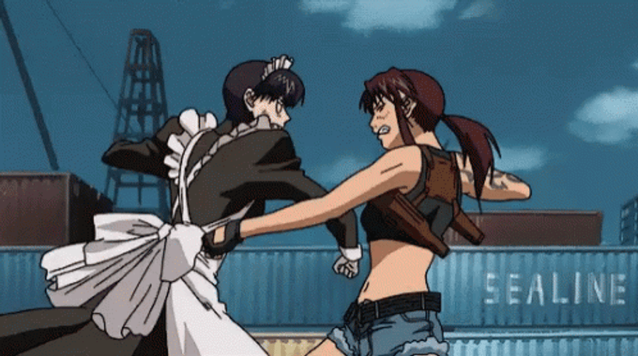 Revy Roberta Punch Knock Down GIF