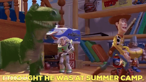 Rex Buzz Lightyear And Woody In Bedroom GIF