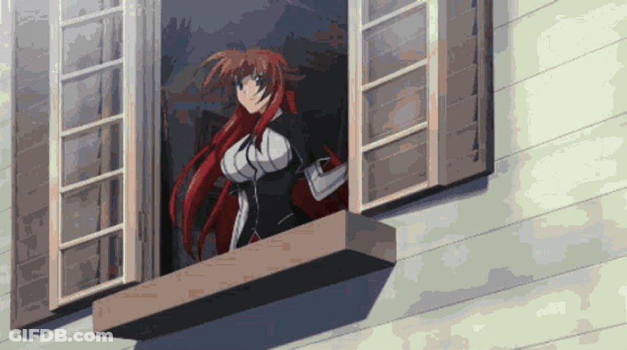 Rias Gremory Looking Through Window Smile GIF