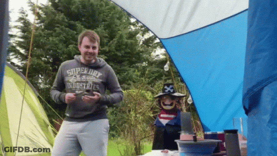 Rib Nelson Youtuber Camping Happy Dance GIF