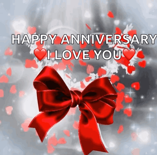 Ribbon And Hearts Happy Anniversary Meme GIF