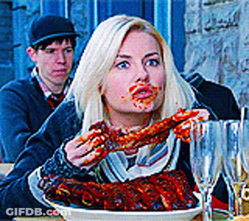 Ribs And Fries On Checkered Tablecloth GIF