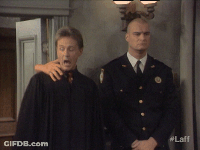Richard Moll Scared Broken Hand GIF