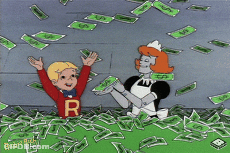 Richie And Nanny Money Flying GIF