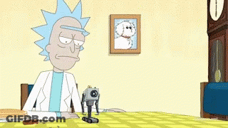 Rick And Morty Are Sitting At A Table With Pancakes On It . GIF