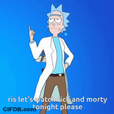 Rick And Morty Blue Background Saying Let's Watch Tonight GIF