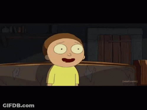 Rick And Morty Character Standing Next To Couch Saying Fam Fam GIF