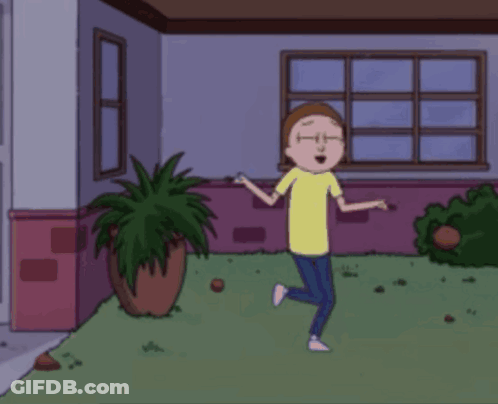 Rick And Morty Dancing In Front Of A House GIF