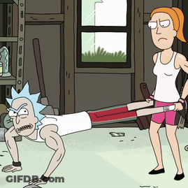 Rick And Morty Doing Push Ups Woman Watching GIF