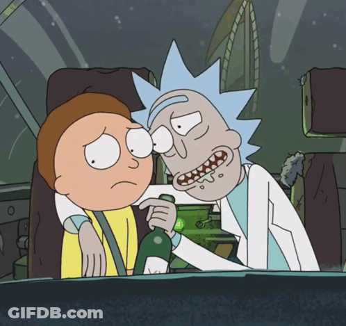 Rick And Morty From Rick And Morty Are Sitting In A Car GIF