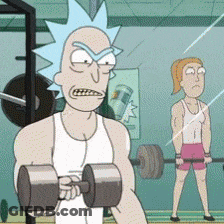 Rick And Morty Lifting Weights In Gym GIF