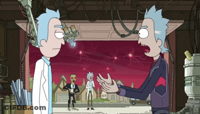 Rick And Morty On Red Background GIF