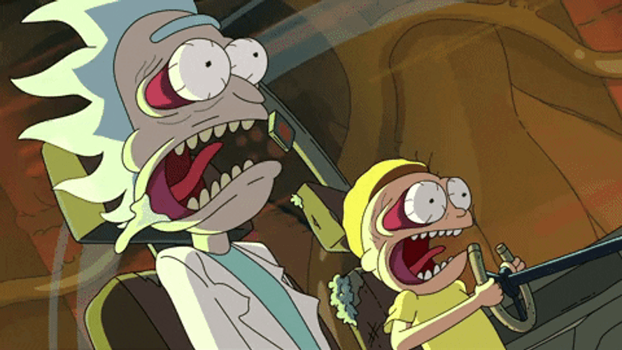 Rick And Morty Scared Roller Coaster GIF