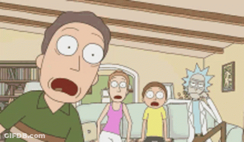 Rick And Morty Shocked In Living Room GIF