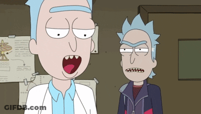 Rick And Morty Standing Next To Each Other GIF