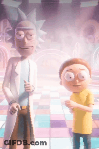 Rick And Morty Standing On Checkered Floor GIF