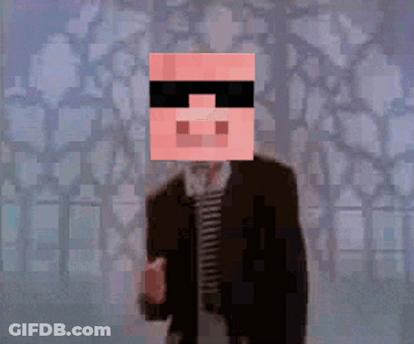 Rick Astley Minecraft Head Never Gonna Give You Up GIF