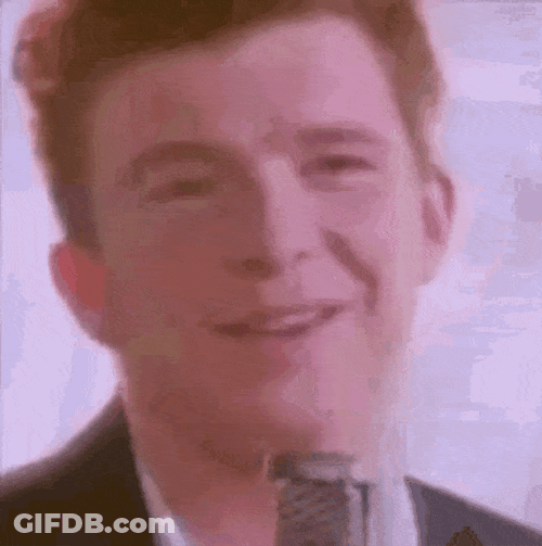 Rick Astley Singing Big Head GIF