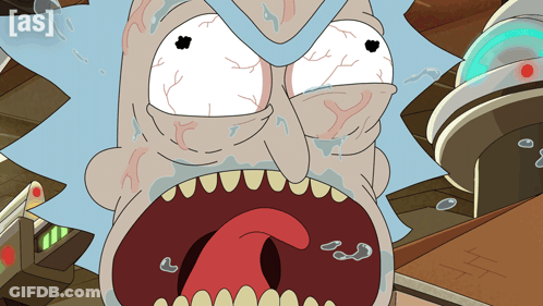 Rick From Rick And Morty Crying With Mouth Open GIF