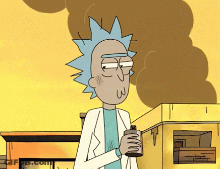 Rick From Rick And Morty Holding Bottle GIF