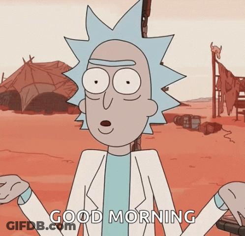Rick From Rick And Morty Saying Good Morning In Desert GIF