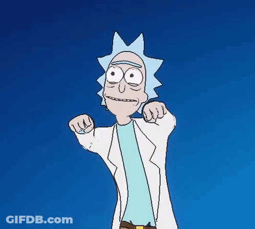 Rick From Rick And Morty Standing In Front Of Blue Background GIF