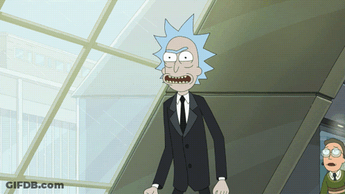 Rick From Rick And Morty Standing In Front Of Window GIF