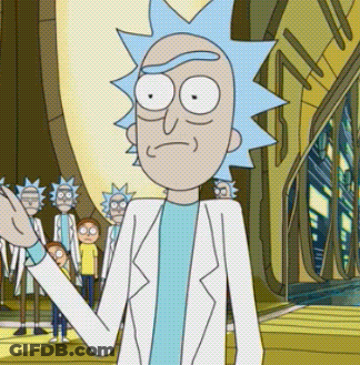 Rick From Rick And Morty Standing With Group GIF