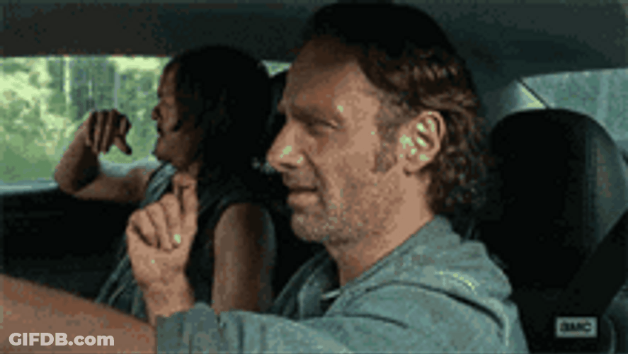 Rick Grimes Walking Dead Driving With Daryl Dixion GIF