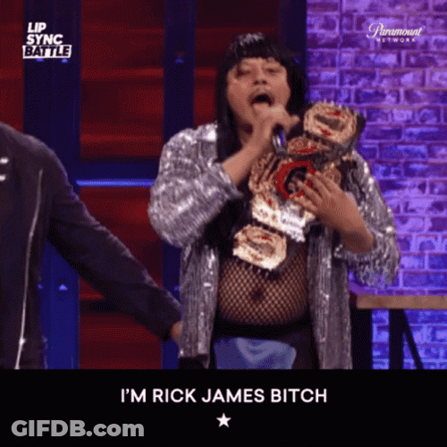 Rick James Holding Mic GIF