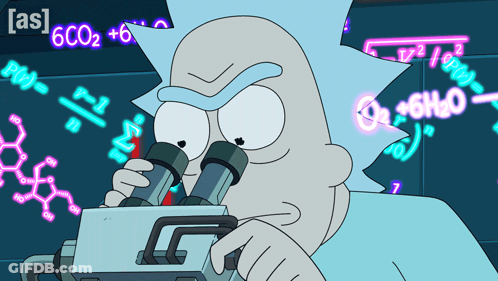 Rick Looking Through Microscope Saying As GIF