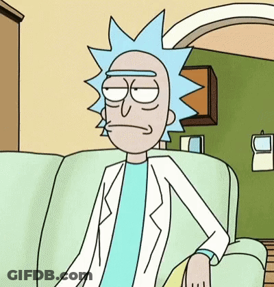 Rick Morty From Rick And Morty Is Sitting On A Couch With A Serious Look On His Face . GIF
