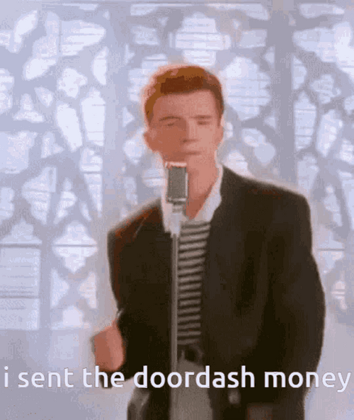 Rick Roll Door Dash GIF