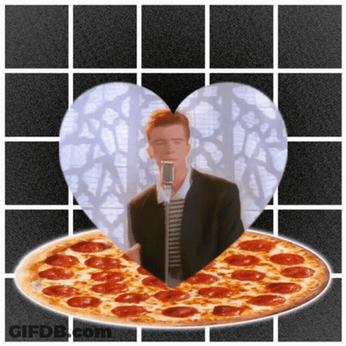 Rick Rolled Dance Heart Pizza GIF