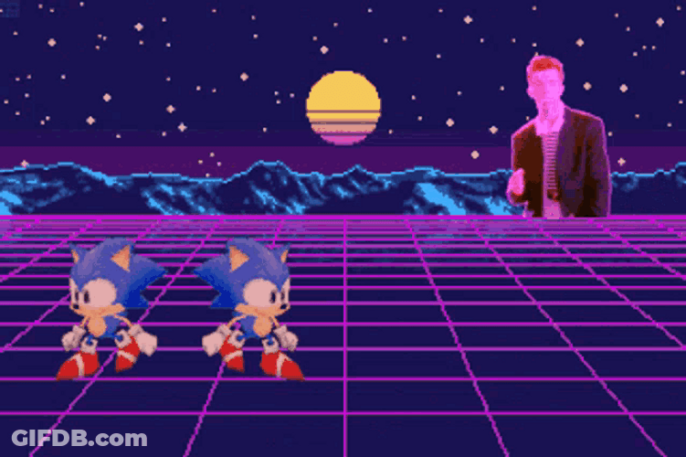 Rick Rolled Sonic Neon Aesthetic GIF