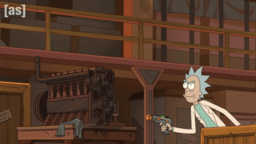 Rick Sanchez Lazer Gun GIF