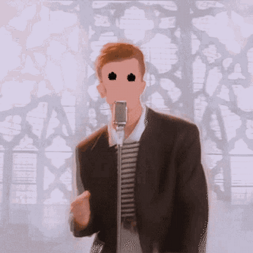 Rickroll Rick Astley Derp Face Dot Eyes GIF