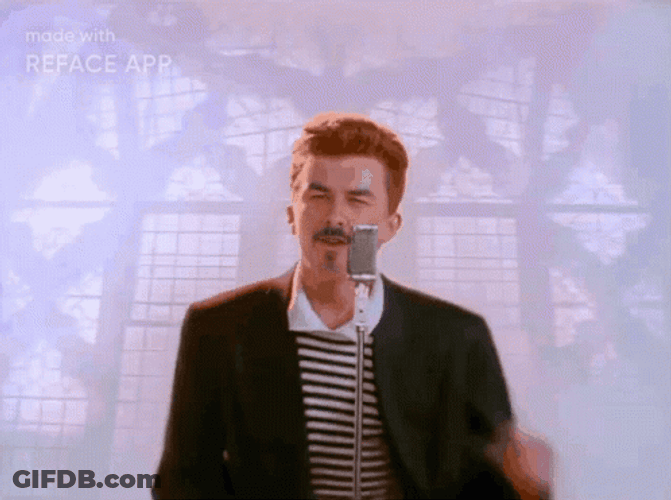 Rickroll Rick Astley Reface App Moustache GIF